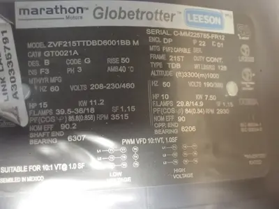 Used MARATHON MOTORS 215TTDBD6001 Motors (misc) Ohio US | HGR 24 #912640