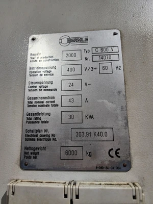 USED 2000 HERMLE C 600 V