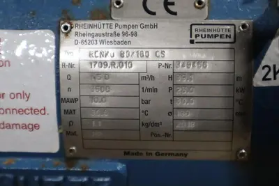 Rheinhutte Pump RCNKu 80/160 CS Standardized chemical pump in plastic STK S-644