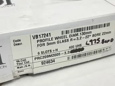 USED ADI DIAMOND PROFILE WHEEL 130MM DIAMETER FOR 3MM GLASS 22MM BORE