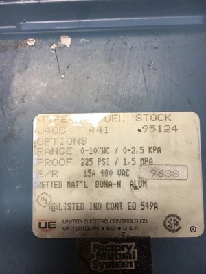 New | in-Stock United Electric Controls J400 Relays & Switches Indiana US | J&J Industrial Supply #510973