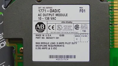Allen Bradley 1771-OAD/C AC Output Module Rev. F01 No Terminal Block Used