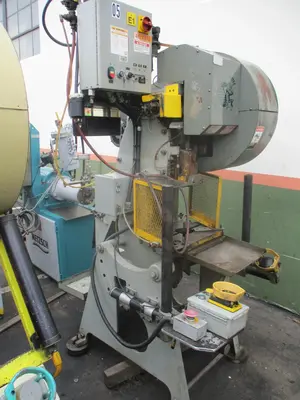 15 Ton, Benchmaster, OBI pneumatic punch press, 3" stroke, single crank, flywheel, OSHA controls