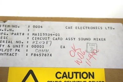 CAE ELECTRONICS MA115534.01.2.268 PC BOARD 35181 MA11553401