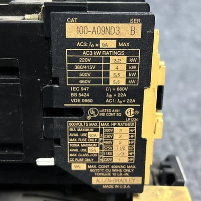 Used Allen-Bradley 100-A09ND3 Pipe, Tube & Bar Benders Parts California US | Davliegogo LLC #1705154