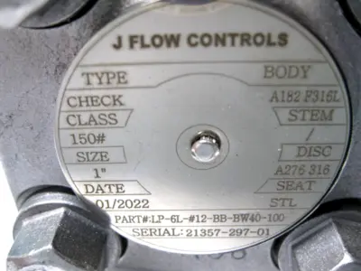 NEW J Flow Controls LP-6L-#12-BB-BW40-150