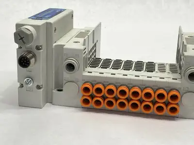 SS5Y3-10SA3N-08BS-N7 | SMC  Pneumatic Valve Manifold 8-Station EX500-S103 - Used