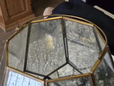 Geometric Mirrored Glass Lantern - Audrey Lantern by Accent Décor 12" x 19"