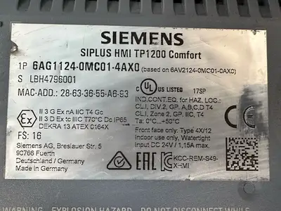 Siemens 6AG1124-0MC01-4AX0 SIPLUS HMI TP1200 Comfort (7.3.3)
