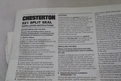 NEW CHESTERTON 042711 221 SPARE PART KIT SPLIT STEAL SEAL-24 SHAFT/3.000 #L-454