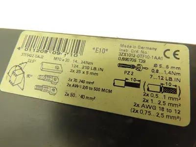 Siemens 3TF54 22-0AJ2 Motor Starter IEC Contactor 3Ph 1000V 250Hp 300A Coil 115V