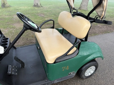 (1) 2019 E-Z-Go EFI golf cart with a Kawasaki gas engine, model 657061G01, includes canopy, fold-dow...