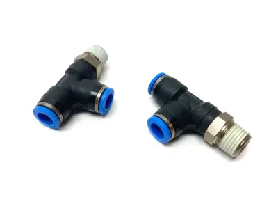 USED FESTO PNEUMATIC PUSH-IN TEE FITTING 1/4" NPT THREAD