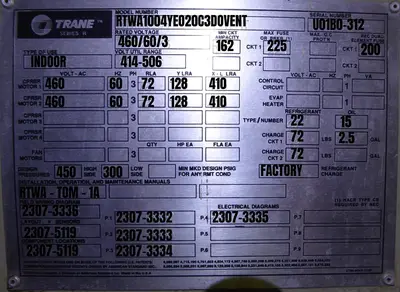 USED 2011 TRANE RTWA100