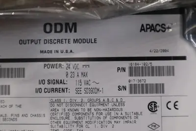 SIEMENS  APACS+  ODM  Output Discrete Module  390DM115ACCBN STK SGF144