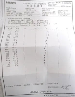 USED MITUTOYO AT332-800 LINEAR SCALE AT332800 37"-SCALE