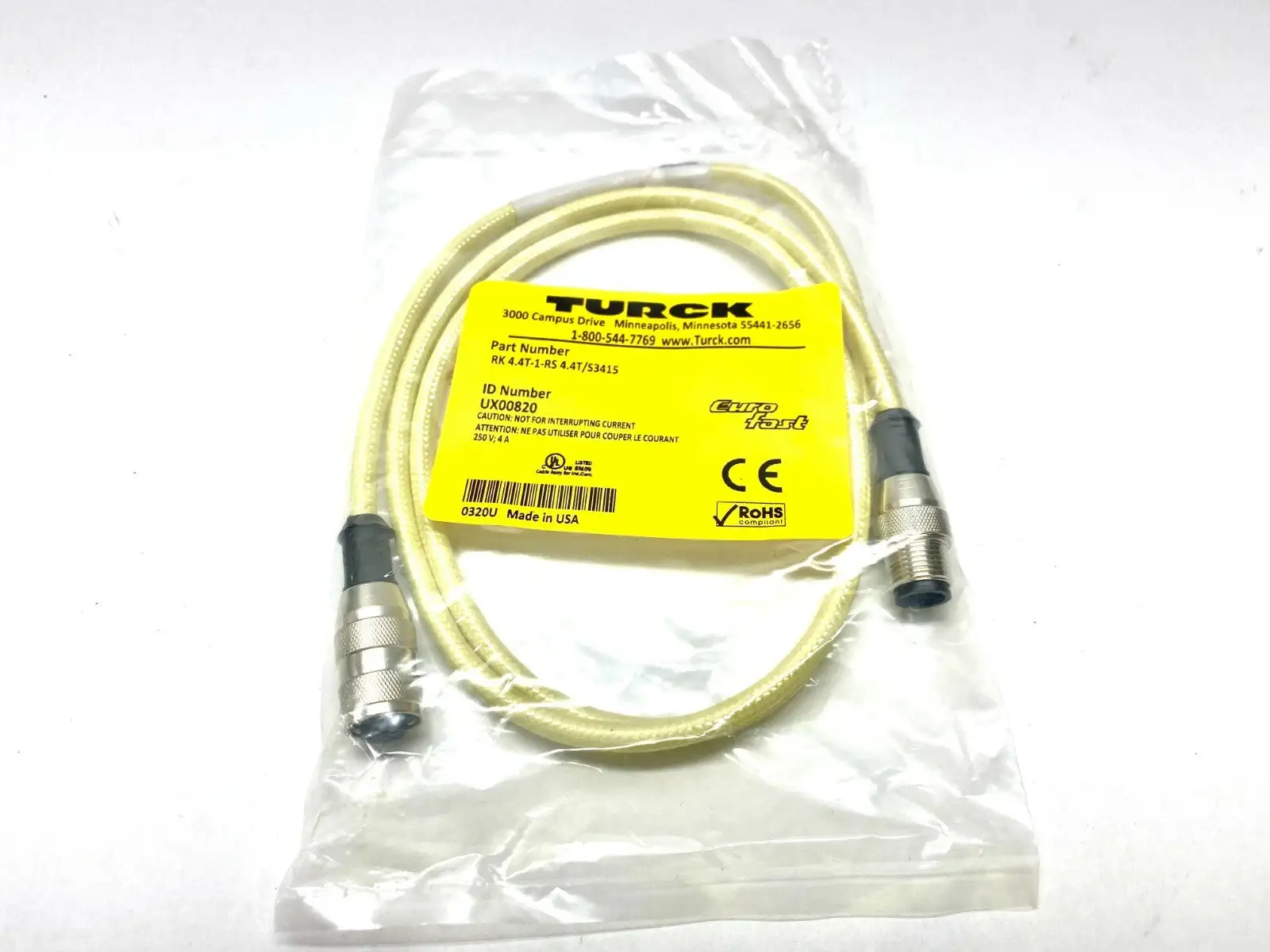 NEW TURCK STRAIGHT FEMALE TO MALE ARAMID OVER-BRAID