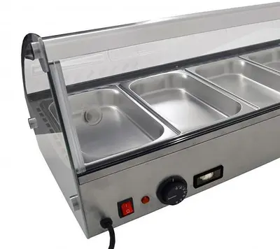 44-inch Countertop Curved Glass Display Warmer with 6 Pans