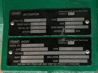 Used Fisher V500 Valves/Fittings Minnesota US | Peak Machinery, Inc. #285991