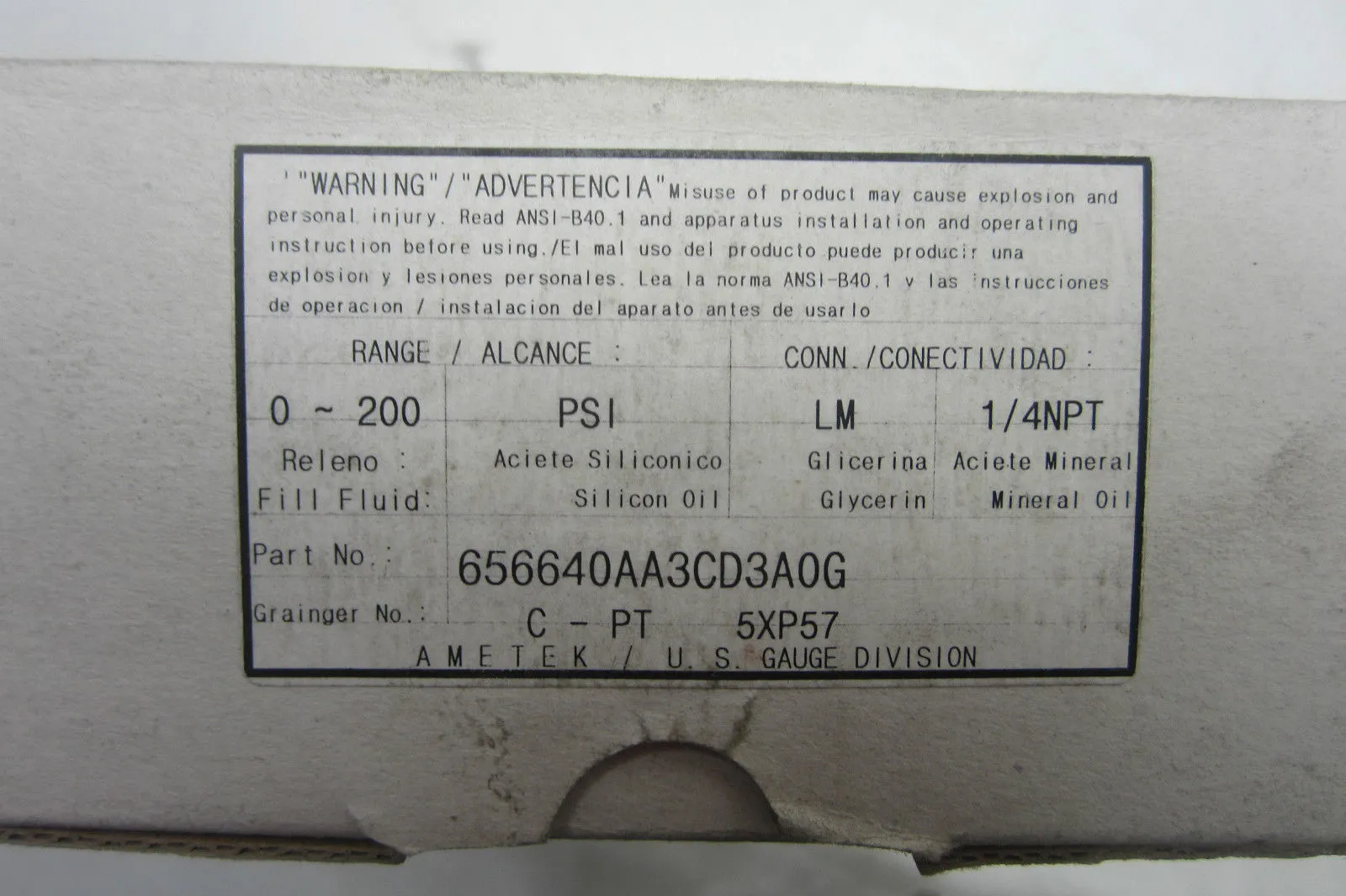 NEW AMETEK 656640AA3CD3A0G GAUGE 1/4" NPT