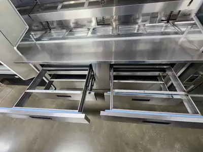 Used Southern CaseArts Used Southern CaseArts Stainless 6' Open Face Refrigerated Prep Table 120V Food Prep Tables Illinois US | Falcon Restaurant Supply #1376580