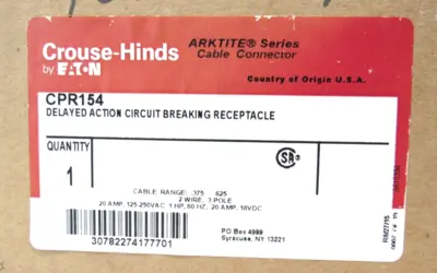 NEW EATON CROUSE HINDS CPR154 CIRCUIT BREAKING RECEPTACLE