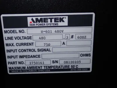 Used AMETEK H601 480 V Welding Machinery (Other) Ohio US | HGR 24 #1405179