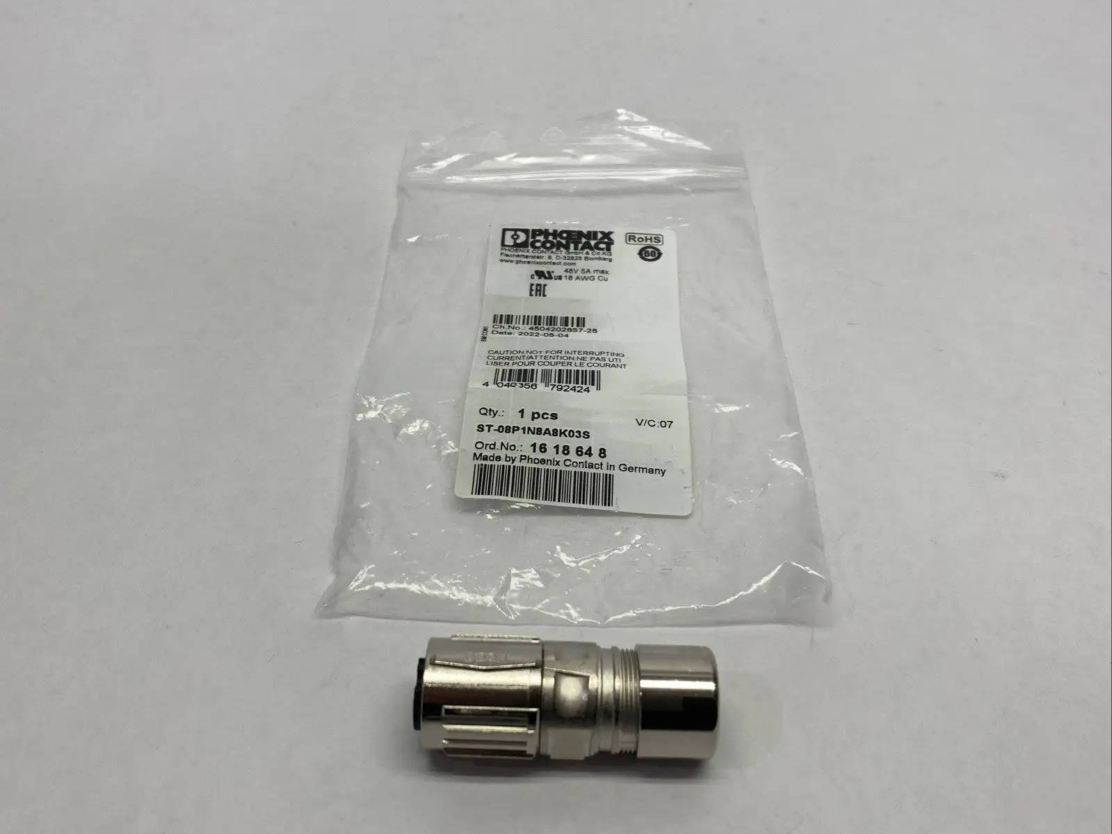 ST-08P1N8A8K03S,1618648 | Phoenix Contact ST-08P1N8A8K03S Cable Connector 1618648 - New Other