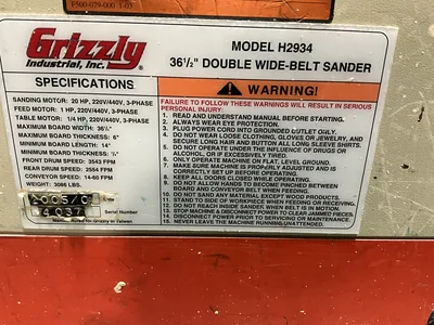 Used _UNKNOWN_ H2934 Wide Belt Sanders Ohio US | AW Machinery, LLC. #1709123