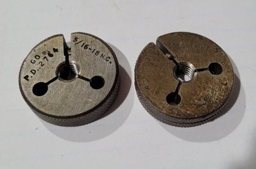 Set Of 5/16-18 NC 3 GO & NO GO Set Thread Ring Gage P.D. .2764 & .2734 Gages