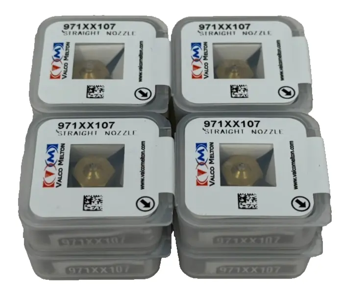LOT OF 8 NEW VALCO MELTON 971XX107 STRAIGHT NOZZLES 0.50MM x 1.25MM