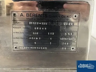 USED BECOMIX 3.5 Liter Becomix Planetary Mixer, Model RW 2.5, S/S