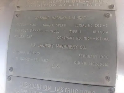 Washer, Washing Machine, AA Laundry Machinery, 24" X 36", 40 Pounds #S744730