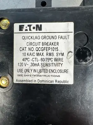 Eaton QCGFEP1015 Ground Fault Equipment Protection Breaker (7.3.5)