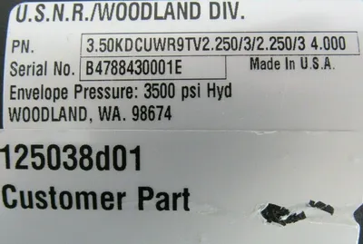 NEW USNR 3.50KDCUWR9TV2.250/3/2.250/3-4.000 HYDRAULIC CYLINDER 3500PSI