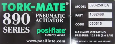 NEW TORK-MATE 890-250DA BUTTERFLY VALVE 3" 1082468 5860300-01R41001 890250DA