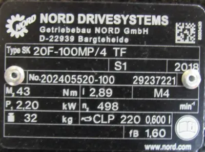 NEW NORD SK20F-100MP/4 TF GEARMOTOR SK100MP/4 TF 230/400V SK20F100MP4TF