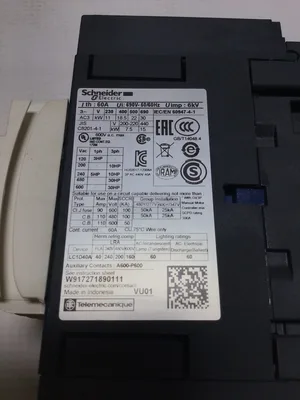 Schneider Electric LC1D40A Power Contactor 3 Pole 600VAC Max 50/60Hz 60A