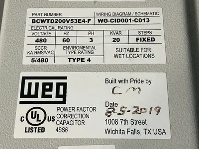 Used WEG BCWTD200V53E4F Capacitors Ohio US | HGR 24 #1280423
