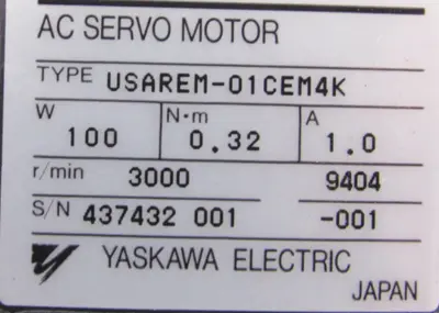 USED YASKAWA USAREM-01CEM4K SERVO MOTOR 1:15 USAREM01CEM4K
