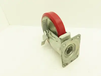 200x42mm 8" Red Polyurethane Swivel Plate Caster Wheel w/Brake J-200S  Lot of 2