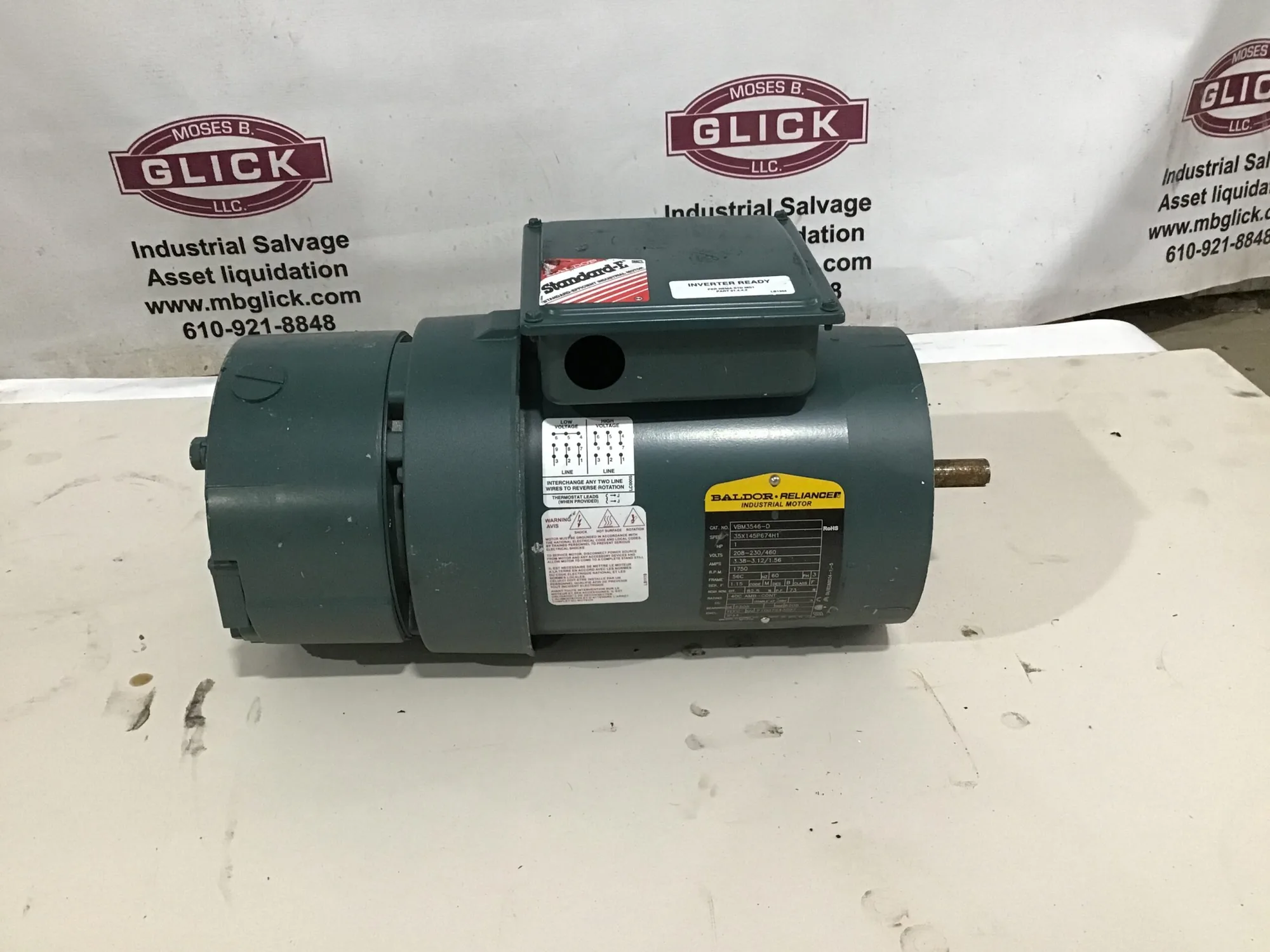 Baldor VBM3546-D Industrial Motor 5/8 Inch Keyed Shaft 1750RPM