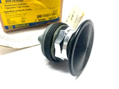 USED SQUARE D MUSHROOM HEAD OPERATOR PUSHBUTTON BLACK 2-1/4" DIA.