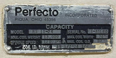 Used PERFECTO RS 10-24 / 28-24-7 Coil Reels and Straighteners Michigan US | Alma Machinery #1424513