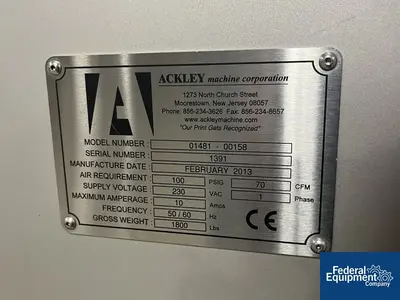 USED Ackley Ackley Ramp Printer, 01481-00158 with Feeding System with Eriez D30A