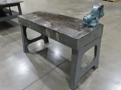 Vintage 1" Steel Welding Layout Table 60x24" Cast Iron Wilton Vise 4-1/2"