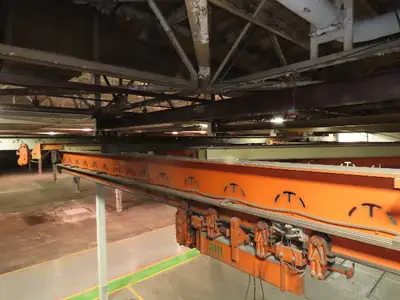 Cleveland Tramrail P&H 15 Ton Double Girder Underhung Bridge Crane 34' 10" Span