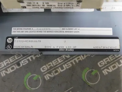 AB 2100U-KCRRN86/8 Motor Control Center Size 4 FVNR 100 HP 480V 3Ph 60Hz New