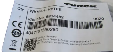 NEW TURCK WKH4.4-10/TFE CONNECTION CABLE 6934482 WKH4410TFE