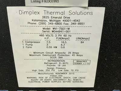 Used 2015 DIMPLEX THERMAL SOLUTIONS WVI7501M Misc Plastics Equipment Ohio US | HGR 24 #1404463